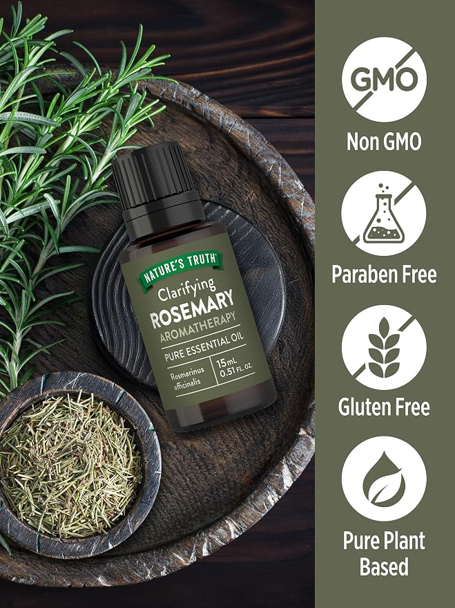 Nature's Truth Rosemary Essential Oil | Pure Plant Based | for Diffuser, Aromatherapy, and Massage | Non-GMO & Gluten Free
