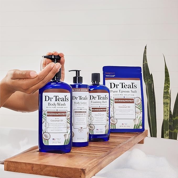 Dr Teal's 24 Hour Moisture+ Body Lotion, Coconut Oil & Essential Oils, 18 fl oz (Pack of 3)