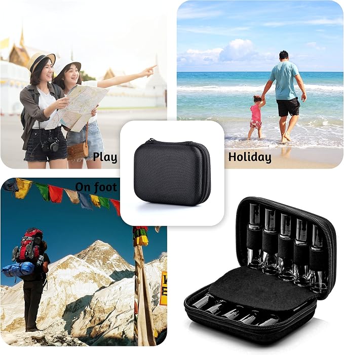 Essential Oil Carrying Case Holds 10 Bottles (5/10/15ml), Hard Shell Roller Bottles Storage Bag, Travel Portable Essential Oils Bottles Organizer
