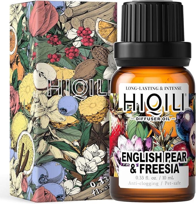HIQILI English Pear &Freesia Diffuser Oil, Long-Lasting Refill for Humidifiers & Reed Diffusers, Hotel-Grade Scent, Suitable for Home Use - 0.34 Fl Oz