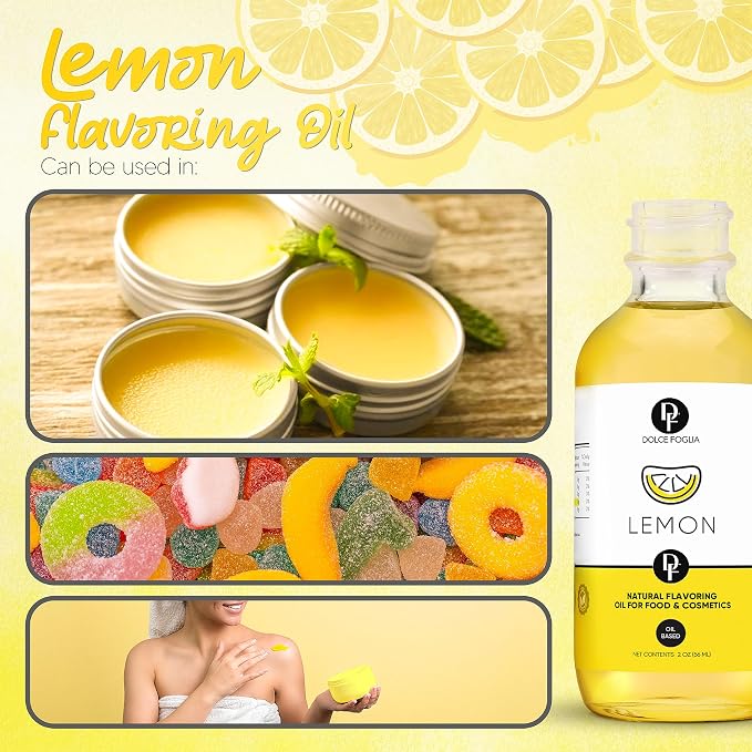 Dolce Flav Natural Lemon Extract – 1 Gallon Oil-Soluble Kosher, Sugar-Free, Concentrated Fresh Citrus Lemon Flavor for Baking, Chocolates & Desserts