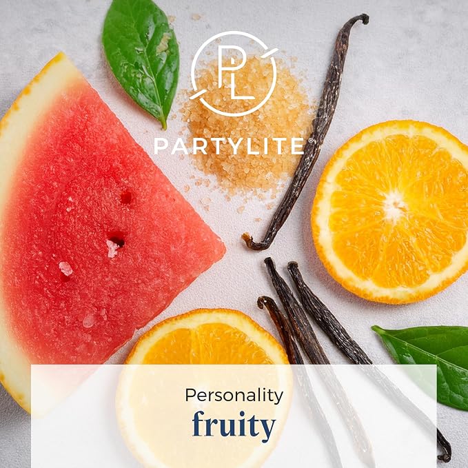 PartyLite 3-Wick Jar Candle, Highly Fragranced Clean Burning Glass Candle, 25-45 Hours Burn Time (Watermelon Sugar Siesta)