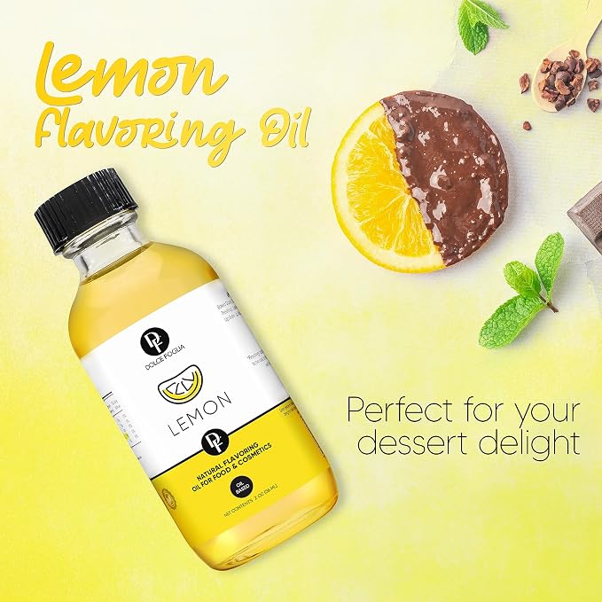 Dolce Flav Natural Lemon Extract – 1 Gallon Oil-Soluble Kosher, Sugar-Free, Concentrated Fresh Citrus Lemon Flavor for Baking, Chocolates & Desserts