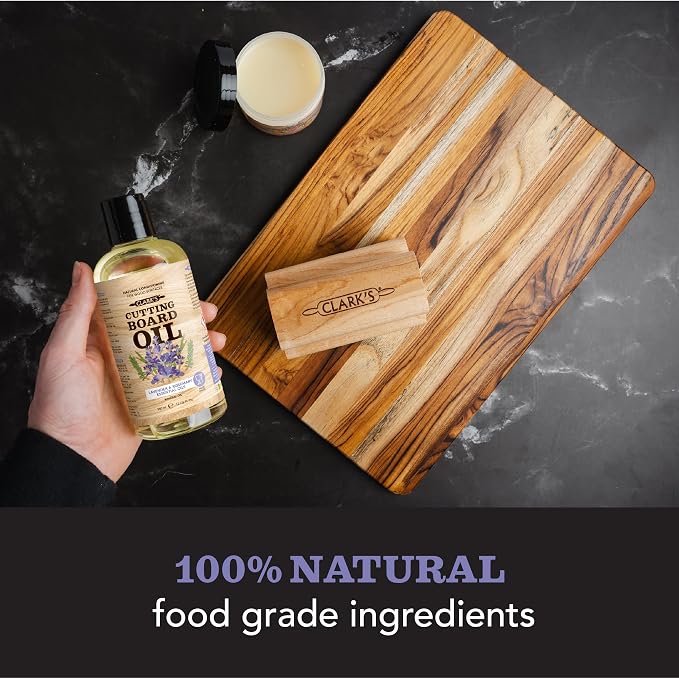 CLARK'S Cutting Board Oil - Food Grade Mineral Oil for Wood Cutting Board - Scented with Lavender & Rosemary Essential Oils - Butcher Block Conditioner - Restores and Protects Wood - Made in USA, 12oz
