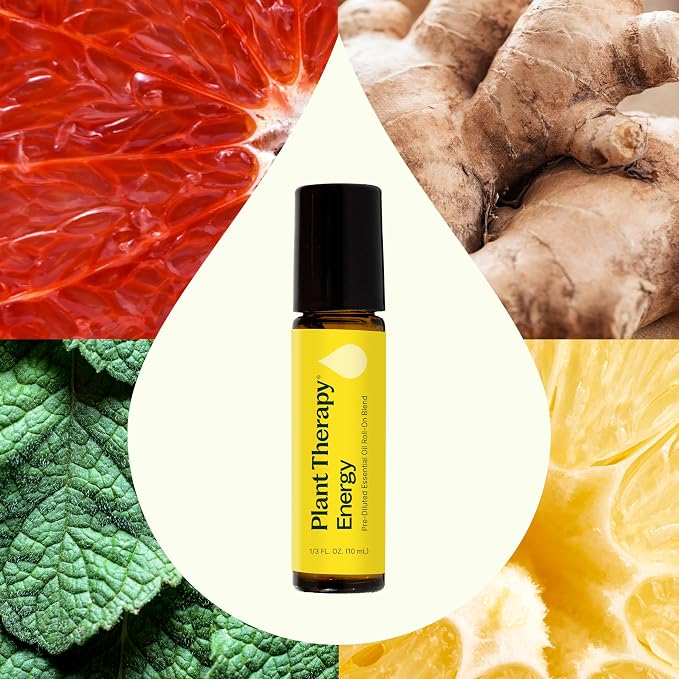 Plant Therapy Energy Essential Oil Blend 10 mL (1/3 oz) Refreshing, Energizing Blend 100% Pure, Pre-Diluted Roll-On, Natural Aromatherapy