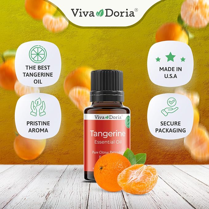 Viva Doria Tangerine Essential Oil, 100% Pure, Natural Essential Oil, Undiluted, for Aromatherapy | Food Grade, 15 mL (0.5 Fluid Ounce)
