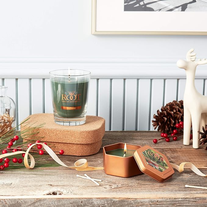 Root Candles Holiday Scented Candles Honeycomb Veriglass Premium Handcrafted Beeswax Blend Candle, Large, Bayberry