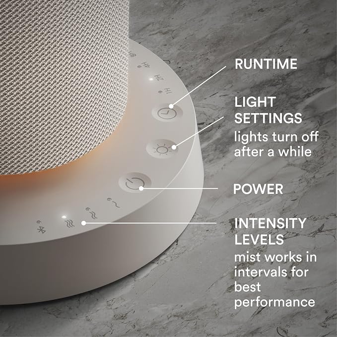 Homedics SereneScent Waterless Essential Oil Diffuser, Cordless Rechargeable Aromatherapy Diffuser for Home, Large Room Scent Machine, Timer, App Control, 6 LED Lights, No Water Needed, Grey