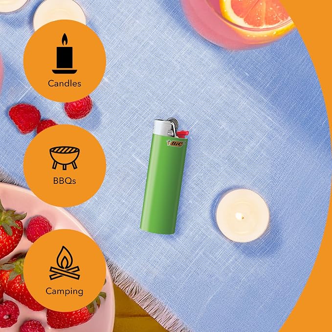 BIC Maxi Pocket Lighters, Safe and Reliable, Long-Lasting Pocket Lighters for Everyday Use, Green, 12-Pack