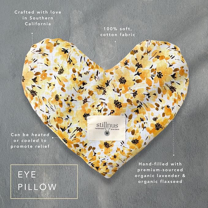 Stillnus Weighted Heart Eye Pillow with Organic Lavender & Flaxseed – Relaxation Gift for Women, Meditation Tool, Mindful Rest, Cooling Eye Mask, Wellness Self-Care Kit