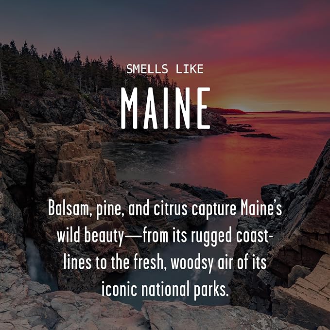 Maine Gifts, Maine Decor for Home - 'There's No Place Like Maine Candle, w/Balsam, Pine & Citrus I Maine Souvenirs I Maine State Gifts I 9oz Jar, 50Hr Burn, USA Made