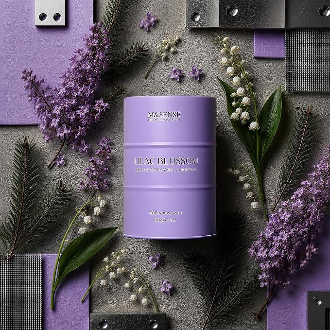 M&SENSE Lilac Blossom Soy Candles for Home Scented, 21.2oz 120 Hour Long Burning Large Aromatherapy Candle for Stress Relief Meditation Yoga Relaxing SPA, Housewarming Gifts for Women