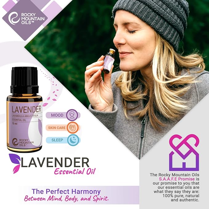 Rocky Mountain Oils Lavender Essential Oil - Diffuser Oil, Pure Essential Oils for Diffuser and Aromatherapy, Perfect for Hotel, Spa, Sleep Diffuser Oil