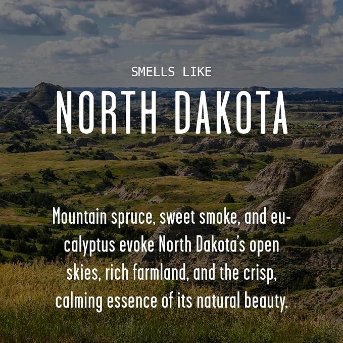 North Dakota Gifts, North Dakota Decor for Home - 'There's No Place Like North Dakota Candle, w/Spruce, Smoke & Eucalyptus I North Dakota Souvenirs State Gifts I 9oz Jar, 50Hr Burn, USA Made