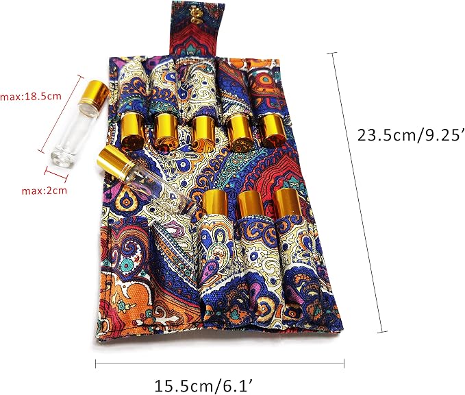 Essential Oil Purse Canvas Oil Pouch Storage Bag 10-bottle 5ml-10ml Perfume Bottle Oil Travel Bag Nail Polish Bag