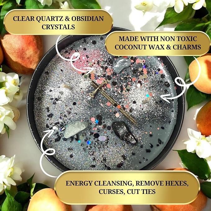 Destroy Everything Spiritual Candle to Cut ties, Remove hexes and Bad luck | All Natural & Organic Coconut Wax Candle for House Energy Cleansing Purification, Chakra Healing (Large 14oz)