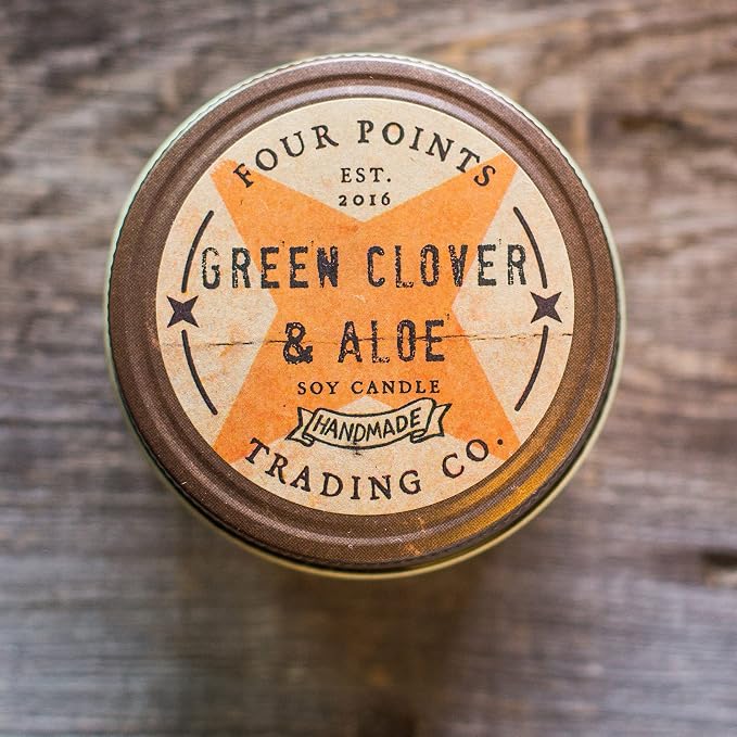 Green CloverScented 4 Oz Soy Aromatherapy Candle w/Jar - Four Points Trading Co.
