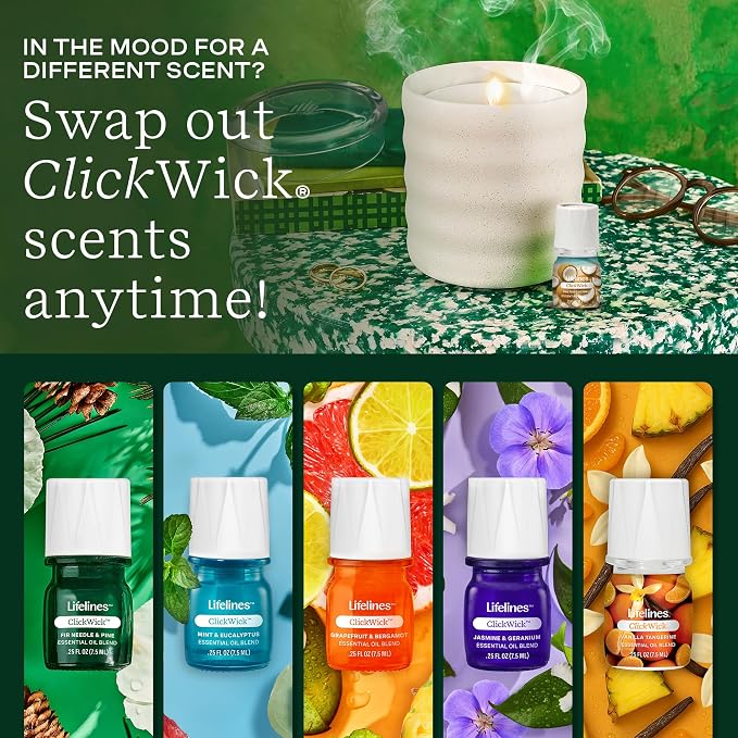 Lifelines ClickWick Essential Oil Blends for Lifelines Diffusers, 3-Pack Salted Coconut Set – Essential Oil Blend Refill for Candle, Plant & Shower Aromatherapy Diffuser – Fragrance for Diffusers