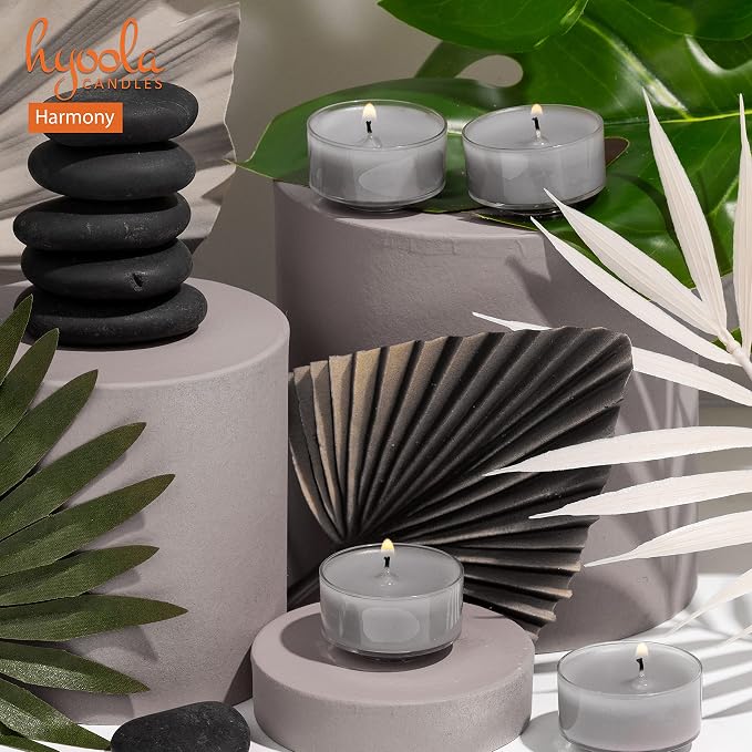 HYOOLA Scented Tealight Candles - Clear Cup - Harmony Tealight Candles Scented - 6 Hour Burn Time - 15 Pack - European Made