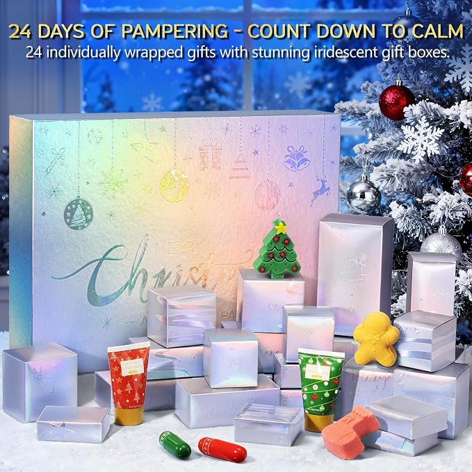 Spa Gifts for Women Bath Gift Set, 24 Pc Vanilla Coconut Luxury Bath Sets, Relaxing Spa Care Package Self Care Box Thank You Christmas Gifts for Women Mom Teen Girl Sister Friend Her Wife Girlfriend