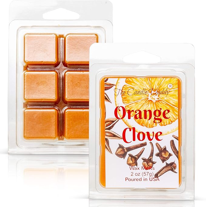 The Candle Daddy - Orange Clove - Spicy Orange Citrus Scented Melt- Maximum Scent Wax Cubes/Melts- 1 Pack -2 Ounces- 6 Cubes