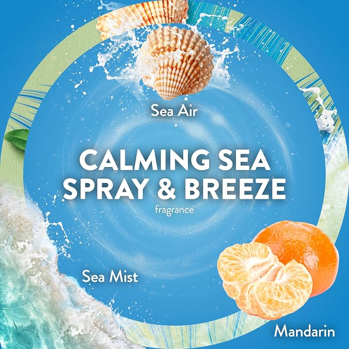 Air Wick Plug-In Scented Oil Refills, 4 Count, Calming Sea Spray & Breeze, Air Freshener, Essential Oils