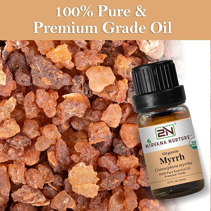 Myrrh Essential Oil, USDA Certified Organic, 100% Pure Undiluted, Aromatherapy Oil for Diffuser, Hair & Skin Care