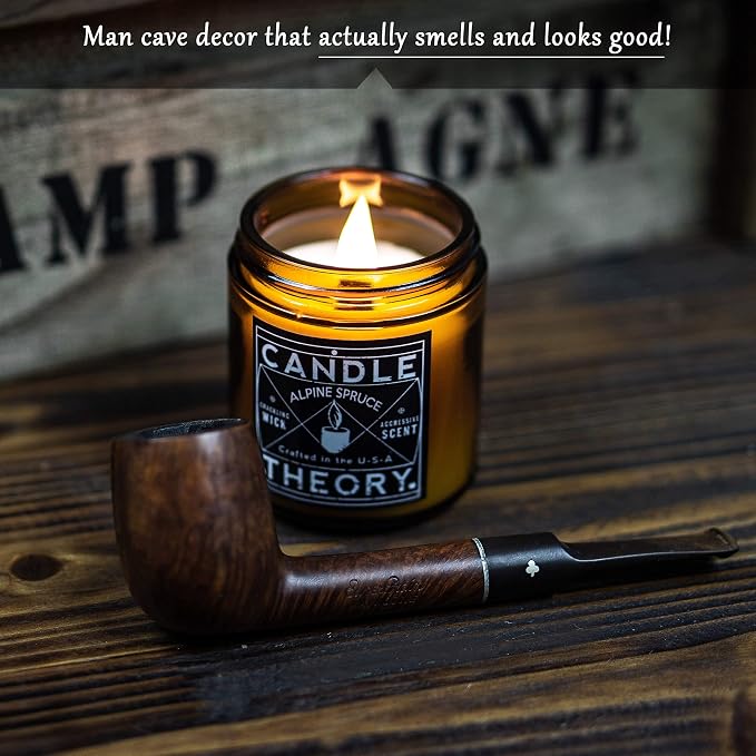 Scented Candle Gift Set with Crackling Wood Wicks 3, 4oz Candles, Misty Falls, Alpine Spruce, Spring Meadow - Designed for Both Men Women, Man Cave Decor Wood Wicks Candle Candles for Home