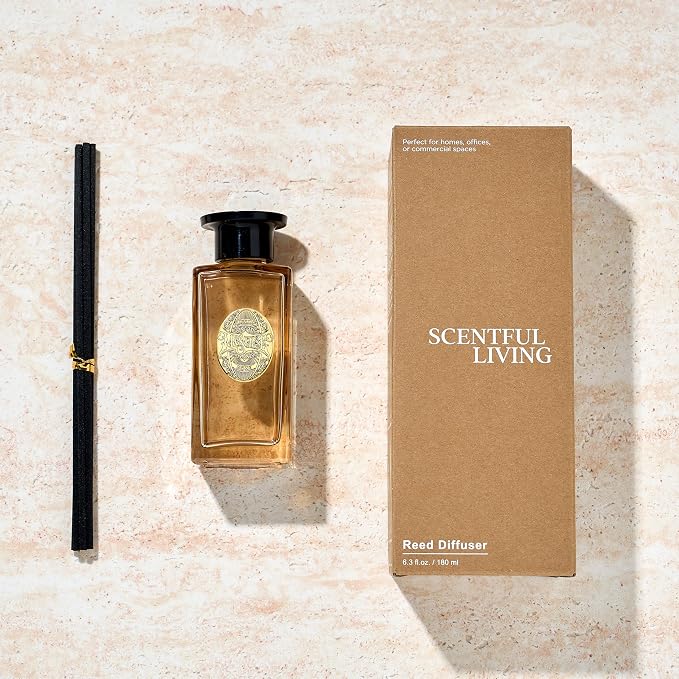 M&SENSE 6.3 oz Large Reed Diffuser Set | Eucalyptus Mint Scent Oil Diffuser with Sticks | Hotel Collection Non-Toxic Essential Oil |for Bedroom Bathroom Living Room