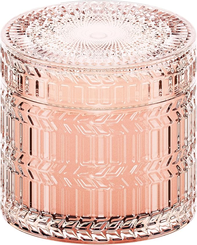 Hidden Label Rose Sandalwood Candle, 7.4oz Wood Wick, Pink Jar | 55H Burn | Crackling Wood Wick | Non-Toxic Soy Wax | Romantic Pink Decor & Gift