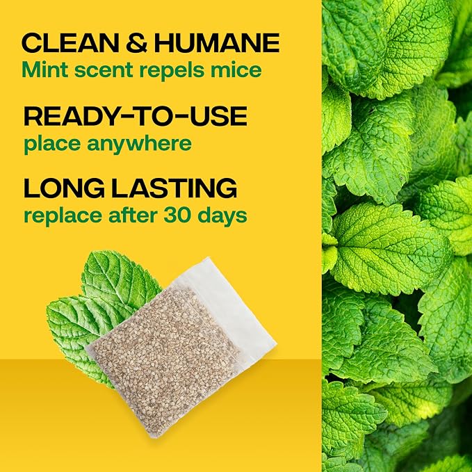 Victor Scent-Away Mouse Repellent Pouches - 10-Pack, Natural Rodent Deterrent for Indoor Outdoor Pest Control, Peppermint Oil Granules, Mice and Rat Protection for Home, Garage, Vehicle, M805B-2SR