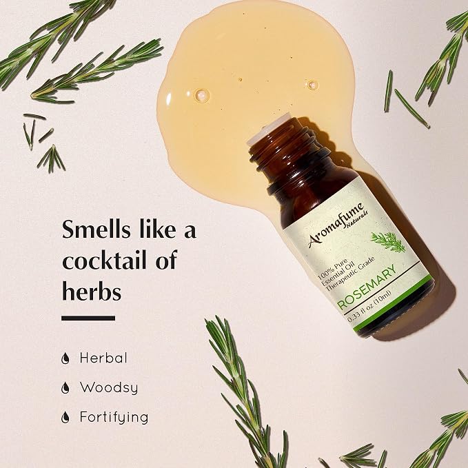 AROMAFUME Rosemary Essential Oil - 100% Natural, Therapeutic Grade Essential Oils - Pure, Woodsy Aromatherapy Oil for Meditation and Home Diffusers - Gifts for Her - 10ml