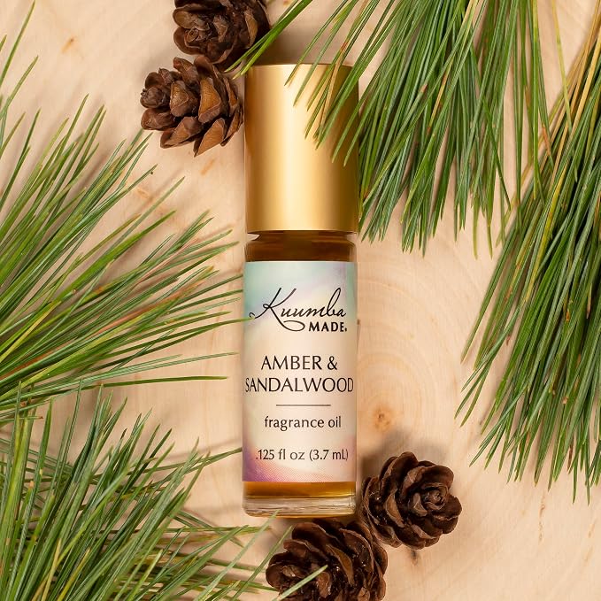 Kuumba Made Amber & Sandalwood Fragrance Oil, Long-Lasting Small-Batch Perfume Roller, Vegan, Alcohol-Free, .125 Fl Oz