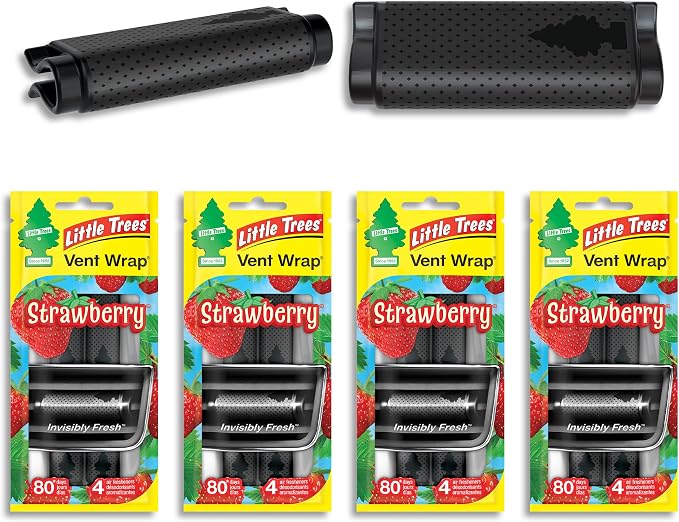 LITTLE TREES Car Air Freshener | Vent Wrap Provides Long Lasting Scent, Invisibly Fresh | 16 Air Fresheners | Strawberry