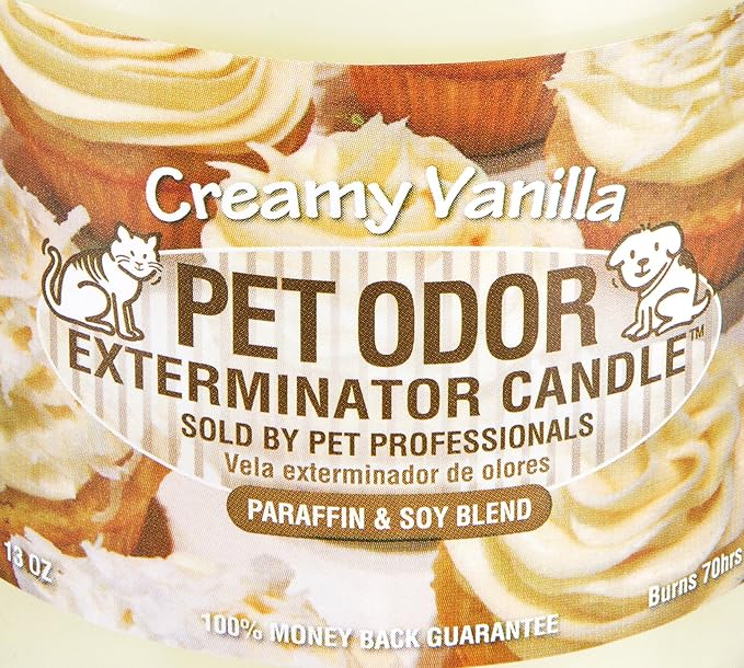 Odor Exterminator Candle, Creamy Vanilla, 13 Ounce Jar (Pack of 2)