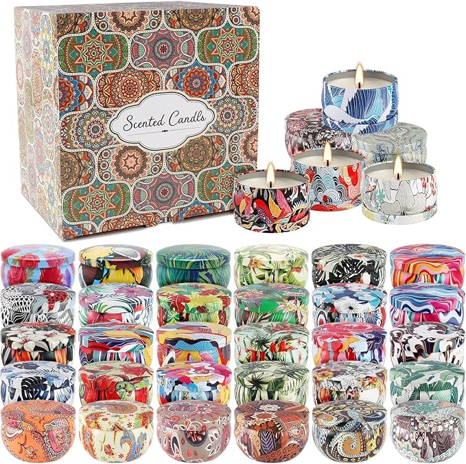 Set 36Pack Scented Candles Gifts Soy Wax Travel Tin Jar Candles for Home 2.5 OZ jar Candles for Mom, Birthday, Thanksgiving, Mother's Day,Aromatherapy,Valentine's Day Gifts