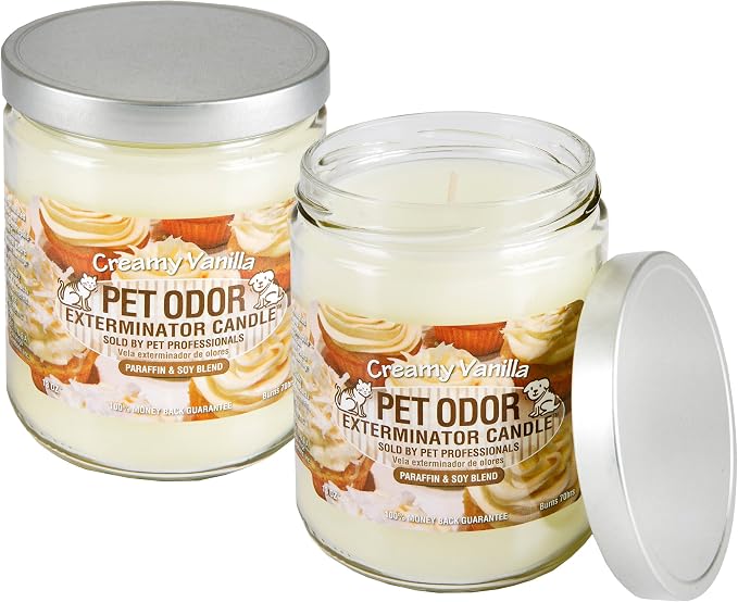 Odor Exterminator Candle, Creamy Vanilla, 13 Ounce Jar (Pack of 2)