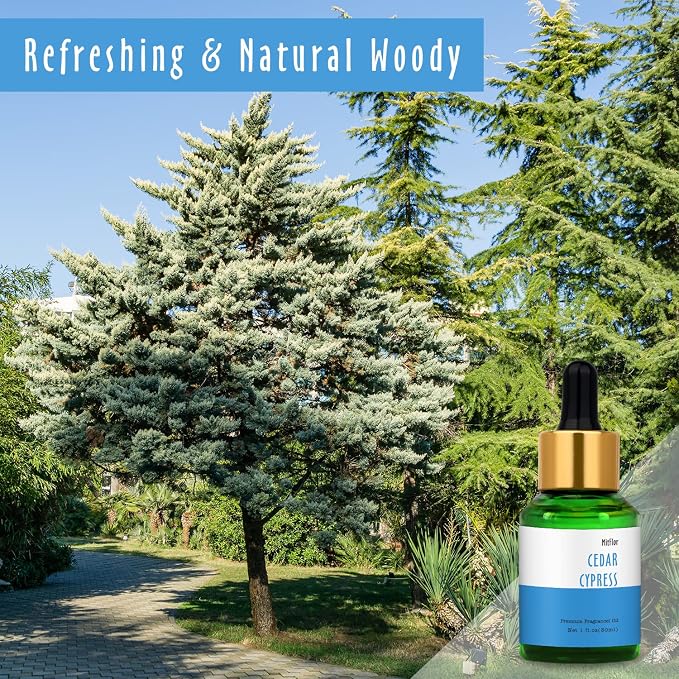 30ml Cedar Cypress Fragrance Oil, MitFlor Refreshing Fragrance Essentials Oil for Soap & Candle Making, Large Size Diffuser Oil Scents, Very Refreshing & Long-Lasting, Woody Scent for Home Fragrance