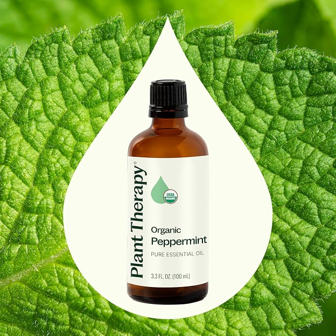 Plant Therapy Organic Peppermint Essential Oil, 100 mL (3.3 oz), 100% Pure and Undiluted, USDA Certified Organic, for Diffusion, Skin, and Hair