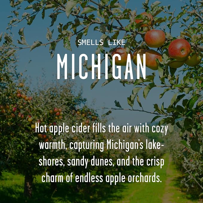 Michigan Gifts, Michigan Decor for Home - 'There's No Place Like Michigan Candle, w/Hot Apple Cider I Michigan Souvenirs I Michigan State Gifts I 9oz Jar, 50Hr Burn, USA Made