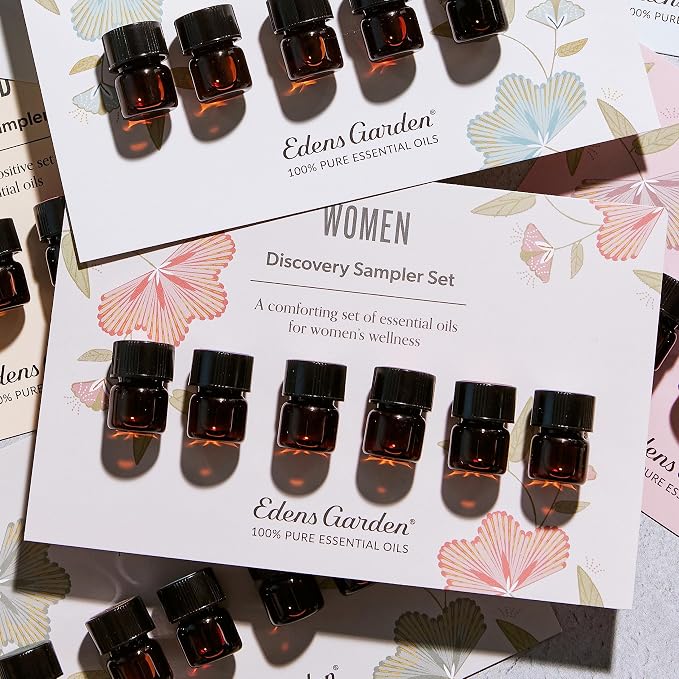 Edens Garden Women Essential Oils Discovery Sampler 6 Set – 100% Pure Therapeutic Grade, Undiluted Blends for PMS, Hormonal Balance & Menopause Support - Natural, Skin Safe & Vegan, .92 ml/6 Pack