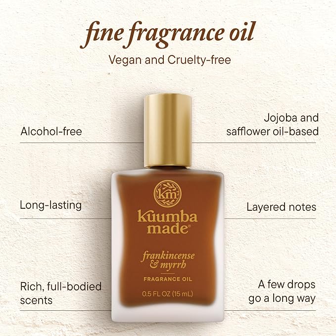 Kuumba Made Frankincense & Myrrh Fragrance Oil, Long-Lasting Scented Oil Perfume Roller, Vegan, Alcohol-Free, 0.5 Fl Oz Fl Oz