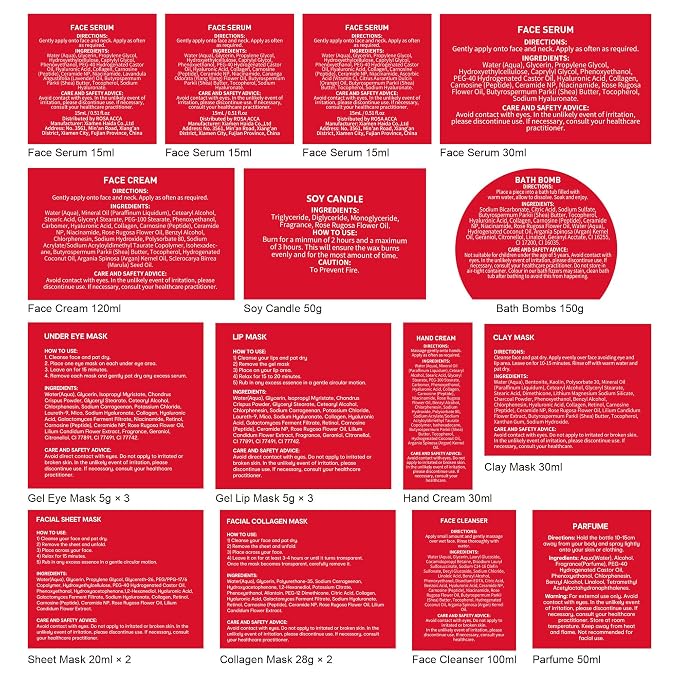33 Pcs Mother's Day Gifts, Red Rose Bath & Body Gift Set for Women, Home Spa Kit, Hydrating Skin Care Set, Self Care Gift Basket, Cosmetic Bag, Necklace, Valentines, Birthday, Anniversary