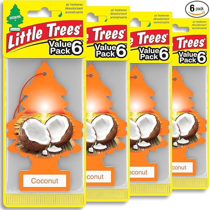 LITTLE TREES Car Air Freshener | Hanging Tree Provides Long Lasting Scent for Auto and Home | 24 Air Fresheners |Coconut