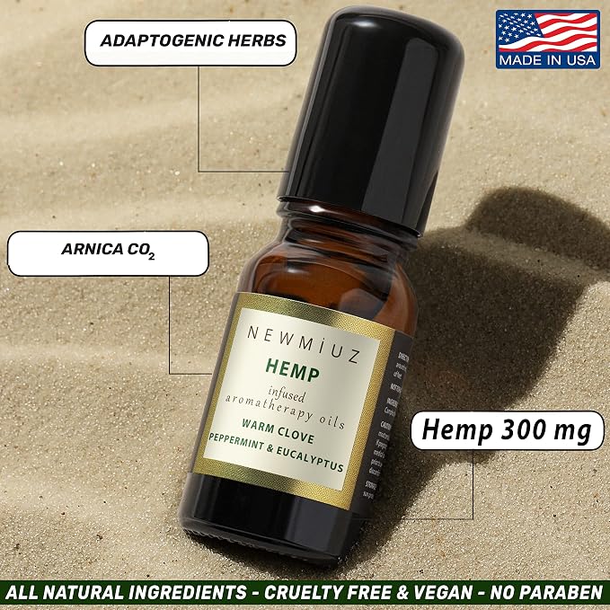 Migraine Headache Roll On Stick Hemp Peppermint Eucalyptus Clove Arnica Essential Oils Aromatherapy for Eaze Head Destress Gifts for Women Men