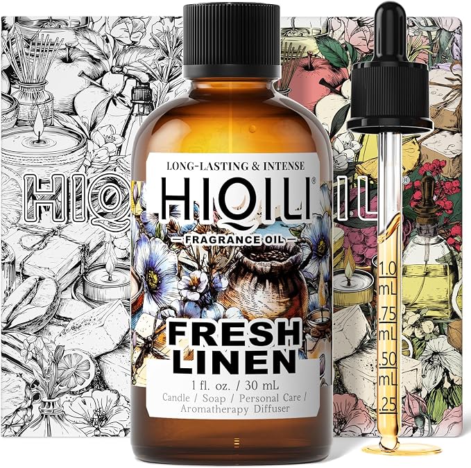 HIQILI Fresh Linen Fragrance Oil for Candle & Room Spray Making, Add to Dryer Balls, Freshie Scents for Essential Oils Diffuser - 1 Fl Oz