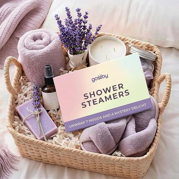 GOSSBY Shower Steamers Aromatherapy (8 Pcs) - Stress Relief Gift for Women Teen - Birthday, Thank You Gift for Coworker, Teachers Appreciation, Natural Essential Oils, Self Care Relaxation Home Spa