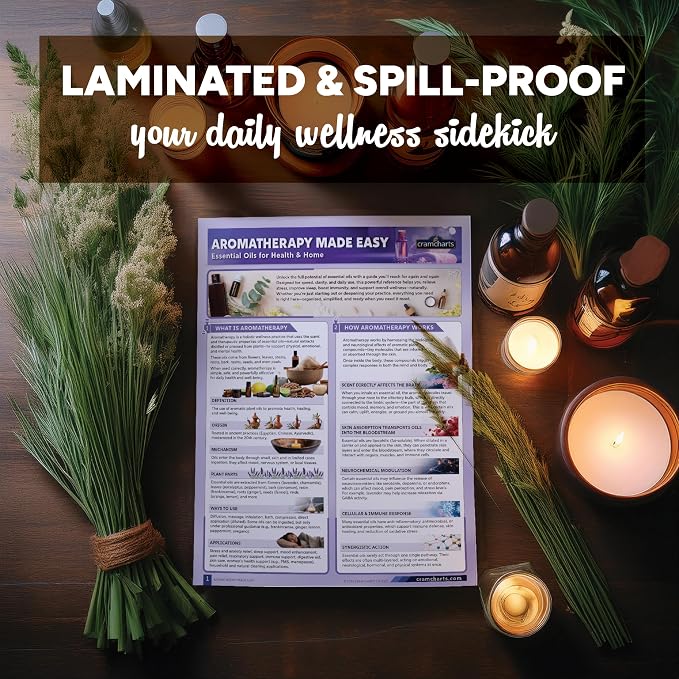Aromatherapy Guide – Essential Oils 50+ Blends Health & Wellness Chart Set
