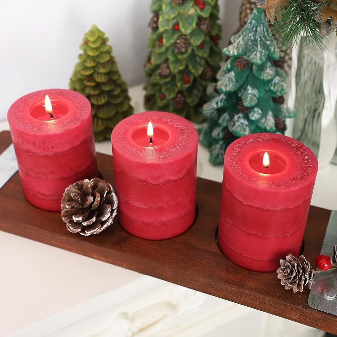 Scented Pillar Candles Long-Lasting Burning No Drip Candles Red 3x4 inch