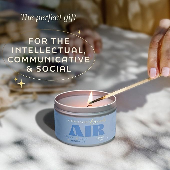 Zodiac Air Aquarius Gemini Libra Gifts for Women Crystal Candle, 45 Hour Burn, Zodiac Astrology Gifts Meditation Candle Healing with Crystals, Spiritual Manifestation Healing Stones Bracelet